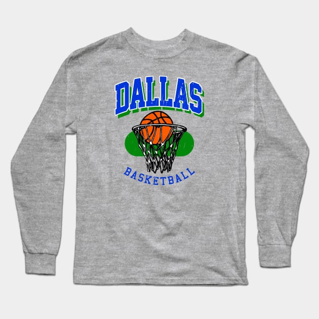 Vintage Dallas Basketball Long Sleeve T-Shirt by funandgames